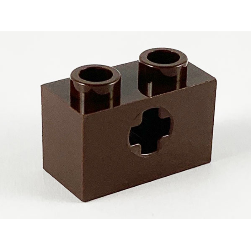 Technic, Steen 1x2 met as gat Dark Brown